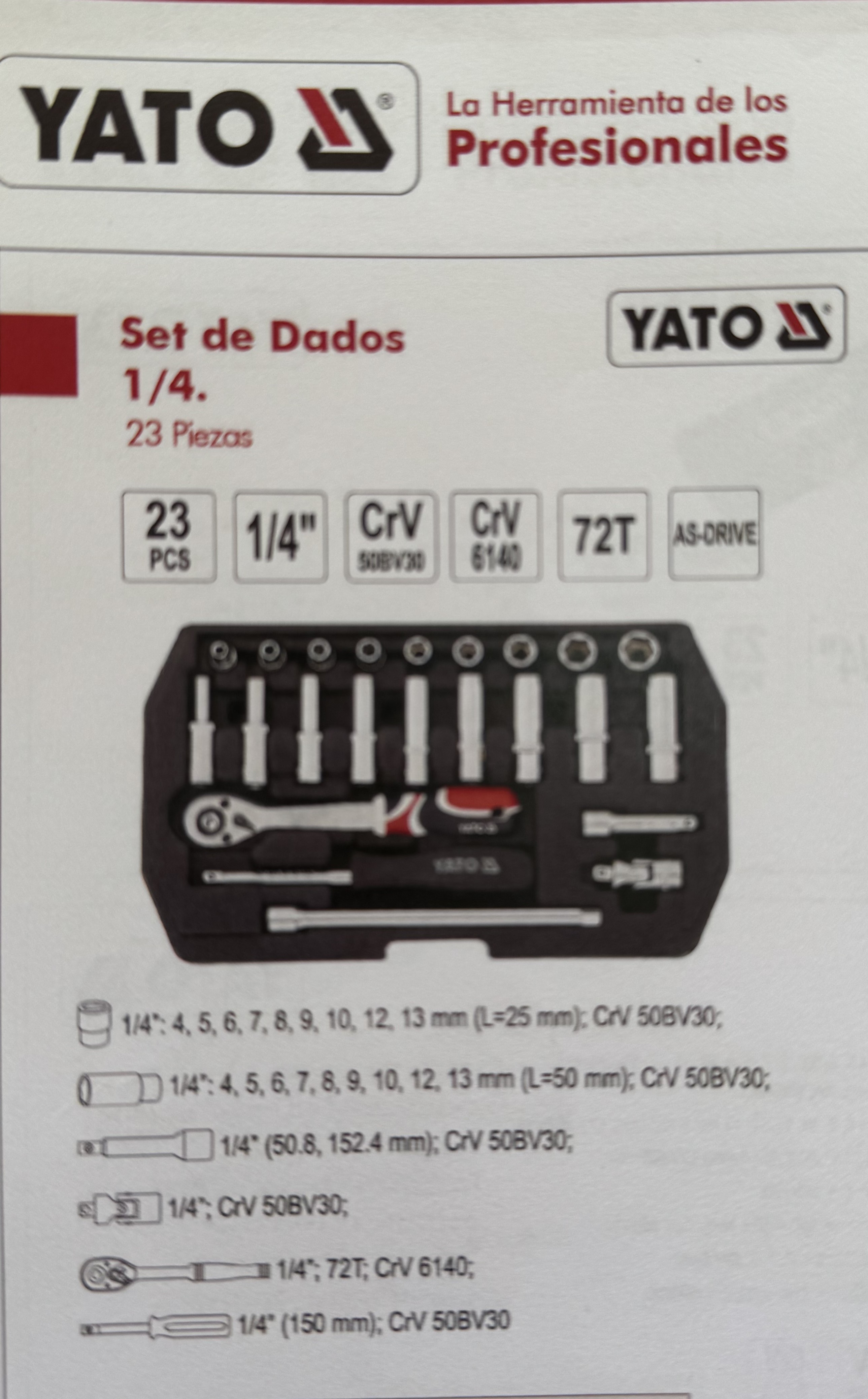 SET DADOS YATO 1/4 CORTO LARGO 23 PIEZAS - 3