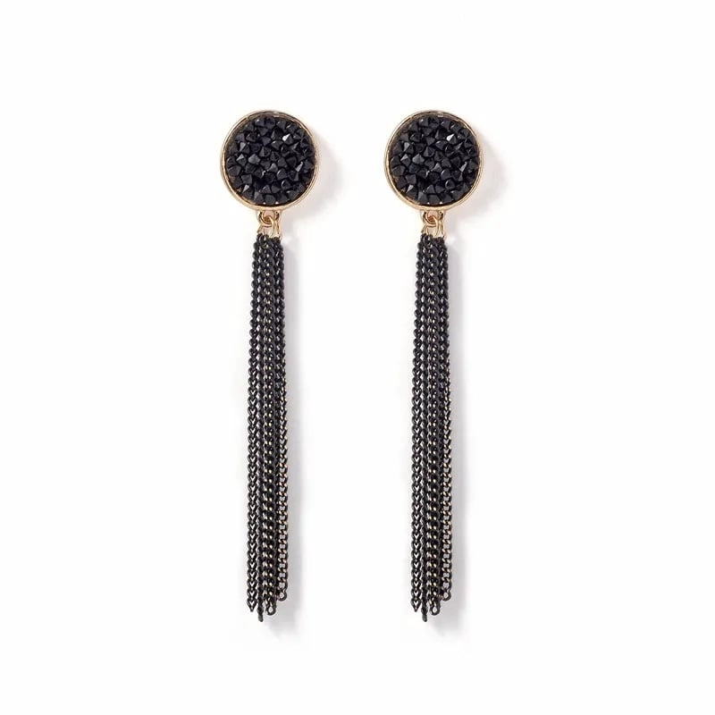 AROS PENDIENTES COLGANTES BOHO COLOR  NEGRO - 1