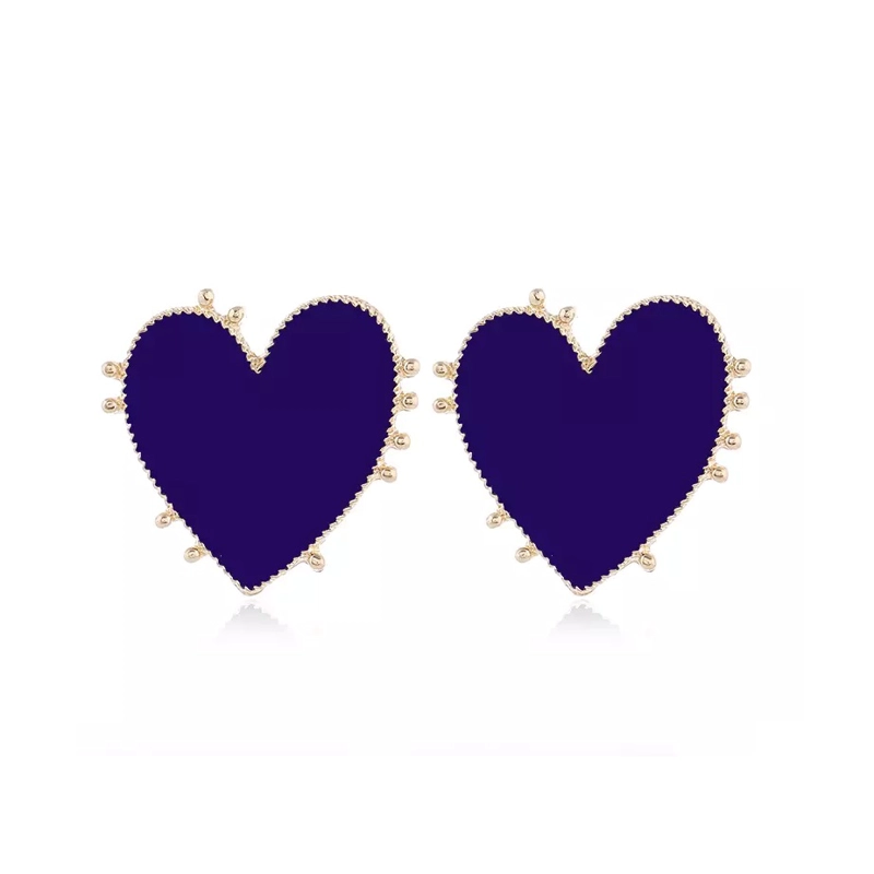 AROS PENDIENTES DISEÑO CORAZON AZUL ESMALTADO - 1