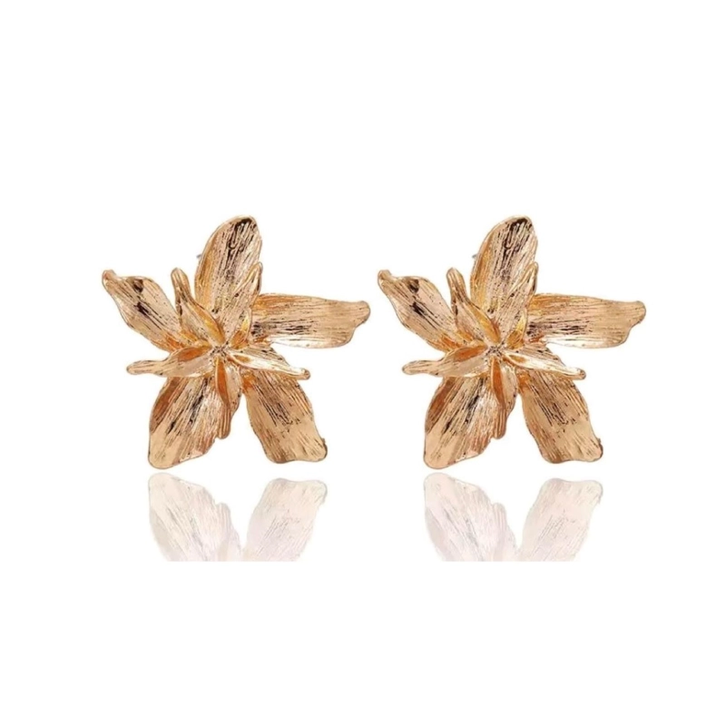 AROS PENDIENTES FLOR DORADA - 1