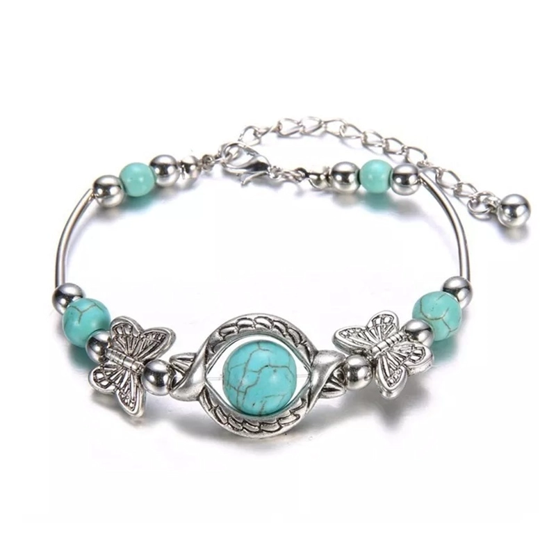 PULSERA TURQUESA Y ABALORIOS MARIPOSA - 1