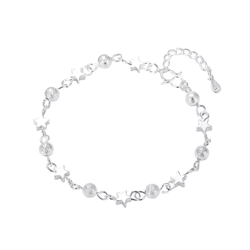 PULSERA ESTRELLAS Y ABALORIOS CIRCULARES PLATA 925 - 1