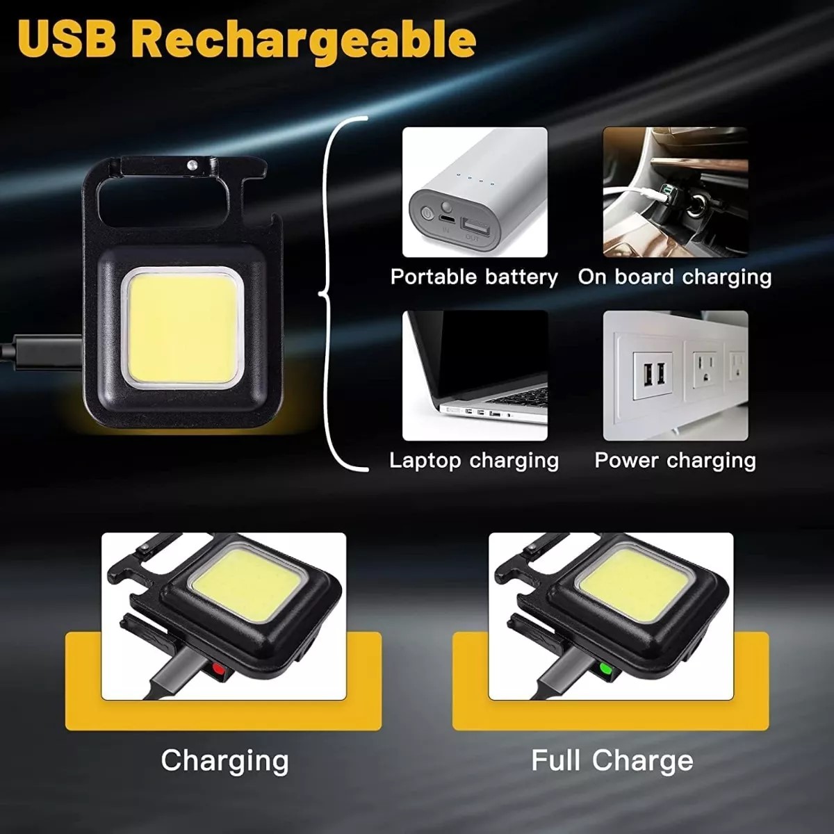 LINTERNA LED COB LLAVERO Y DESTAPADOR RECARGABLE - 2