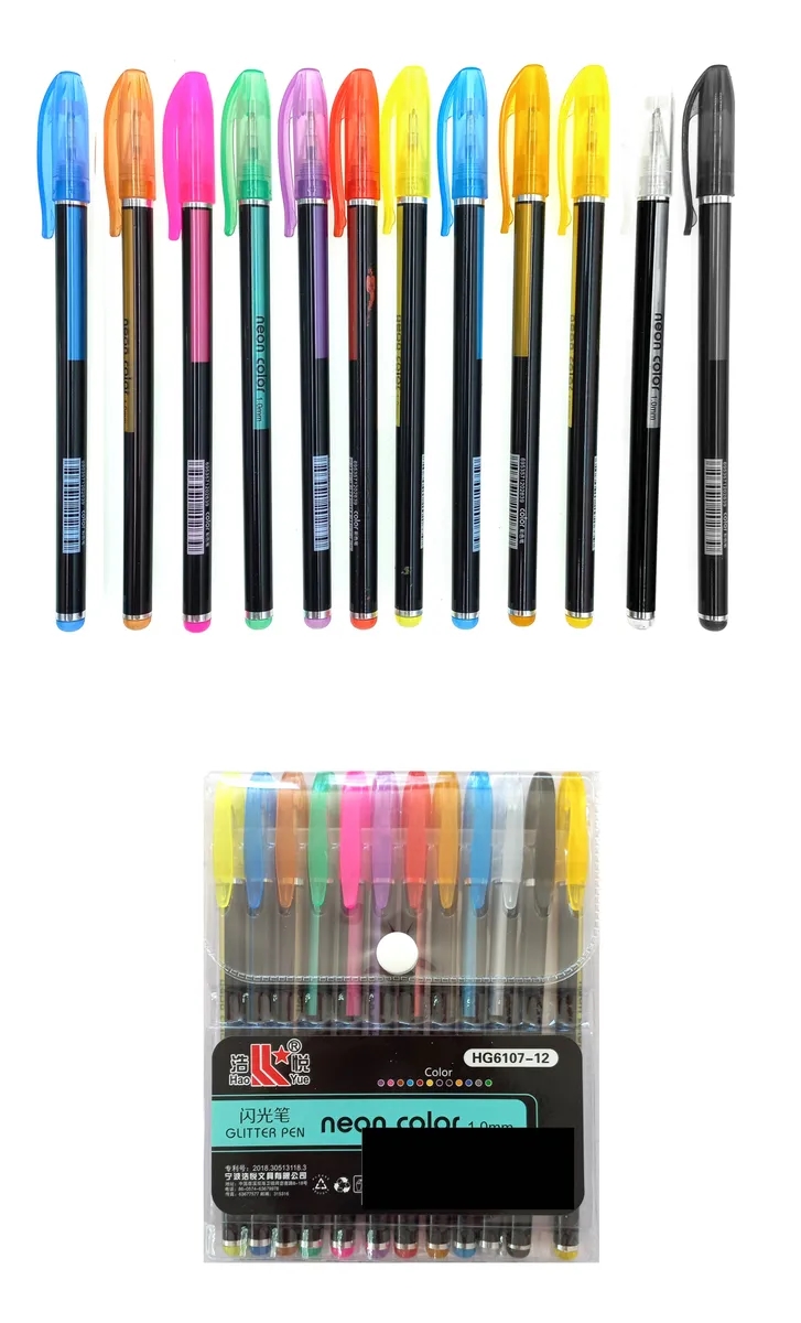 LAPICES GEL NEON, BOLIGRAFOS GEL LAPIZ NEÓN COLORES OFICINA - 1