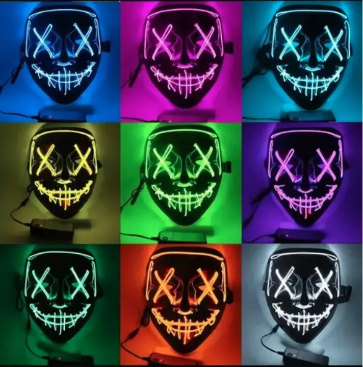 MASCARA LUZ LED LA PURGA HALLOWEEN THE PURGE COLORES - 1