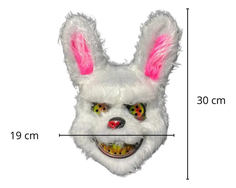 MASCARA CONEJO MALVADO PARTY CARETA RIGIDA PLASTICO BLANCO PARA HALLOWEEN - 1