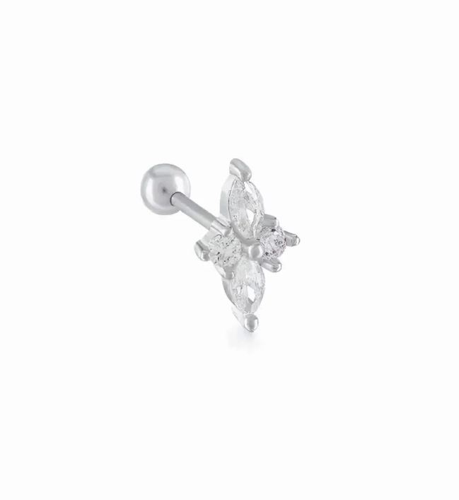 ARO PIERCING FLOR 4 PE TALOS PLATA 925 - 1
