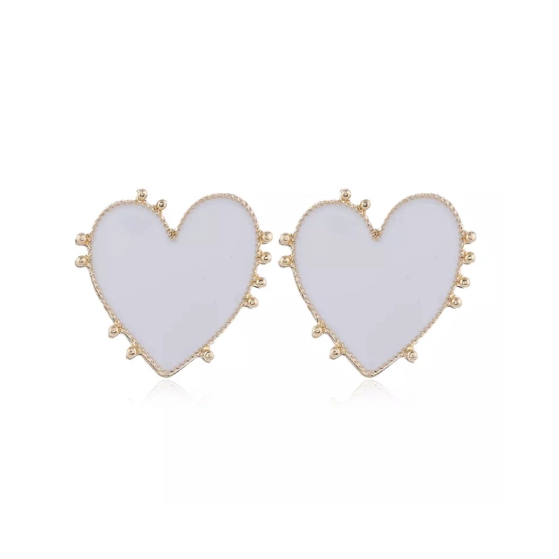 AROS MUJER DISEÑO CORAZON BLANCO ESMALTADO - 1