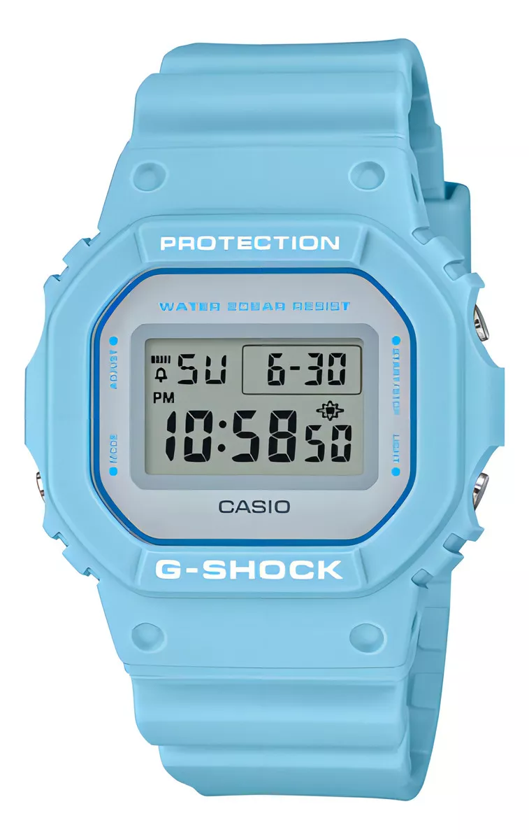 RELOJ CASIO G-SHOCK DW-5600SC-2DR PARA MUJER, COLOR DE CORREA: AZUL CLARO, COLOR DE BISEL, AZUL CLAR - 1