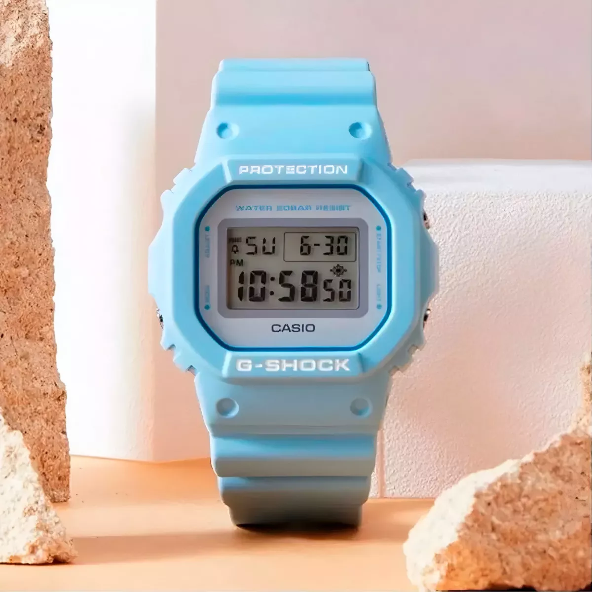 RELOJ CASIO G-SHOCK DW-5600SC-2DR PARA MUJER, COLOR DE CORREA: AZUL CLARO, COLOR DE BISEL, AZUL CLAR - 2