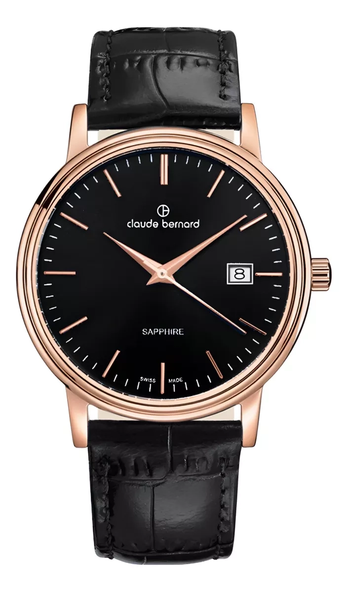 RELOJ CLAUDE BERNARD ESFERA NEGRA HOMBRE 53009.37RNIR - 1