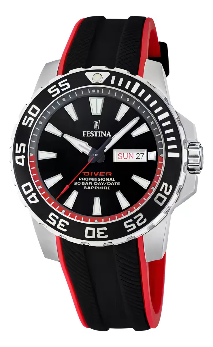 RELOJ FESTINA F20662.3 HOMBRE THE ORIGINALS/DIVER NEGRO COLOR DE LA MALLA NEGRO/ROJO COLOR DEL BISEL - 1
