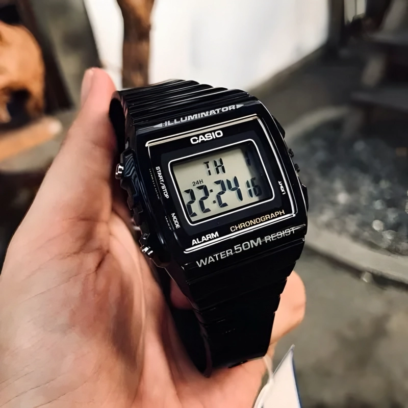 RELOJ CASIO ORIGINAL HOMBRE W-215H-1AV 50M FECHA COLOR DE LA MALLA NEGRO COLOR DEL FONDO GRIS - 2