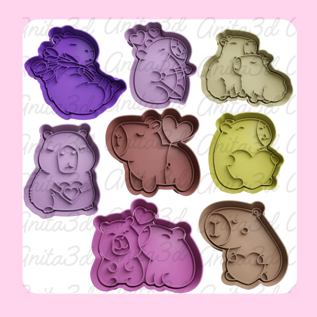SET CORTADORES CAPIBARA SAN VALENTIN 8 CM, 8 UNIDADES - 1