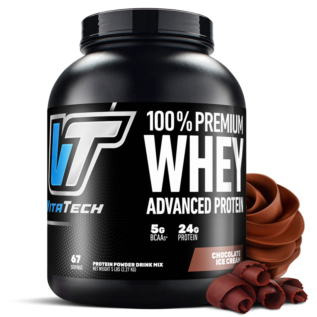 100% PREMIUM WHEY PROTEIN CHOCOLATE ICE CREAM VITATECH - 1