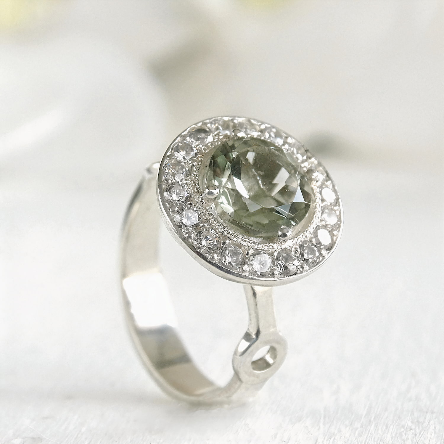 ANILLO DE MUJER PLATA 950 CON AMATISTA NATURAL - 3
