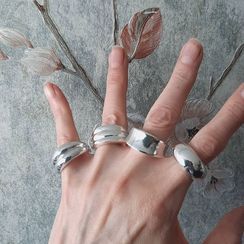 ANILLO DE MUJER PLATA 950 ABOMBADO - 5
