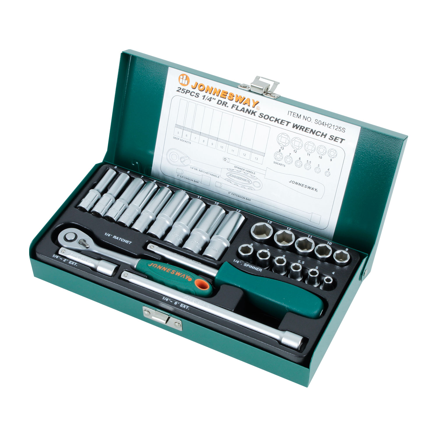 SET DADOS JONNESWAY S04H2125S 1/4 METRICO 25 PIEZAS - 1