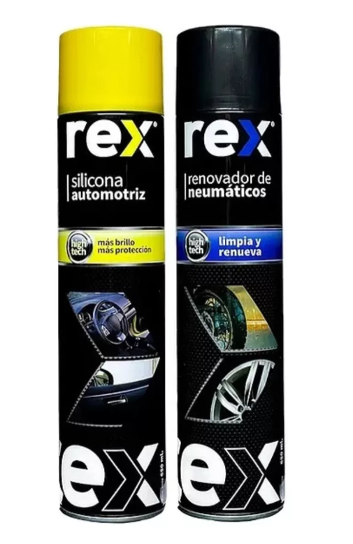 KIT RENOVADOR DE NEUMATICOS + SILICONA AUTOMOTRIZ 400ML REX - 1