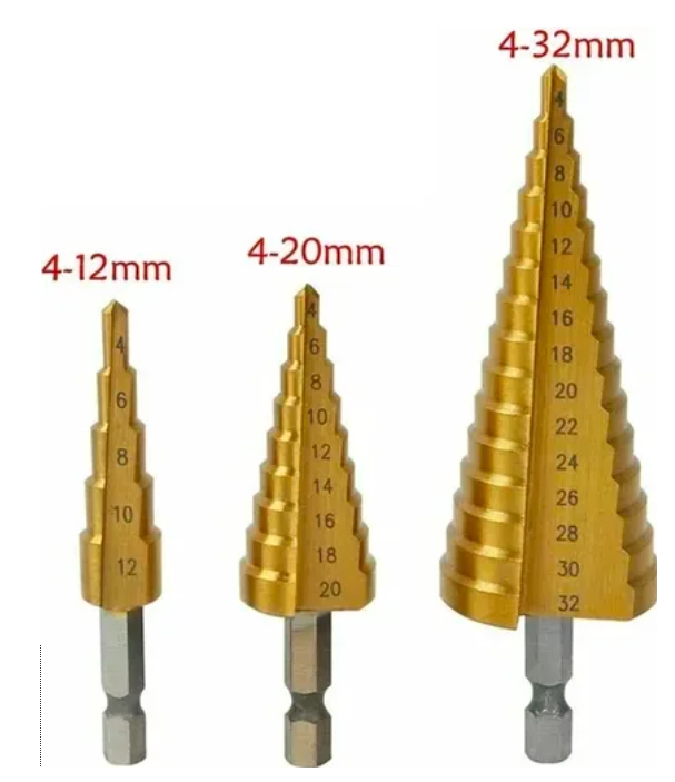 SET X 3 BROCA ESCALONADA PARA METAL 4-32MM HEMIC - 2