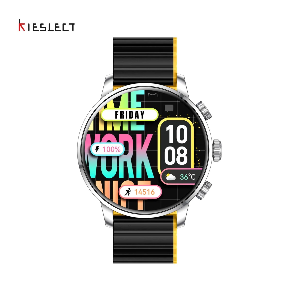 SMARTWATCH KR2 KIESLECT PLATEADO LLAMADAS Y 2 CORREAS - 1