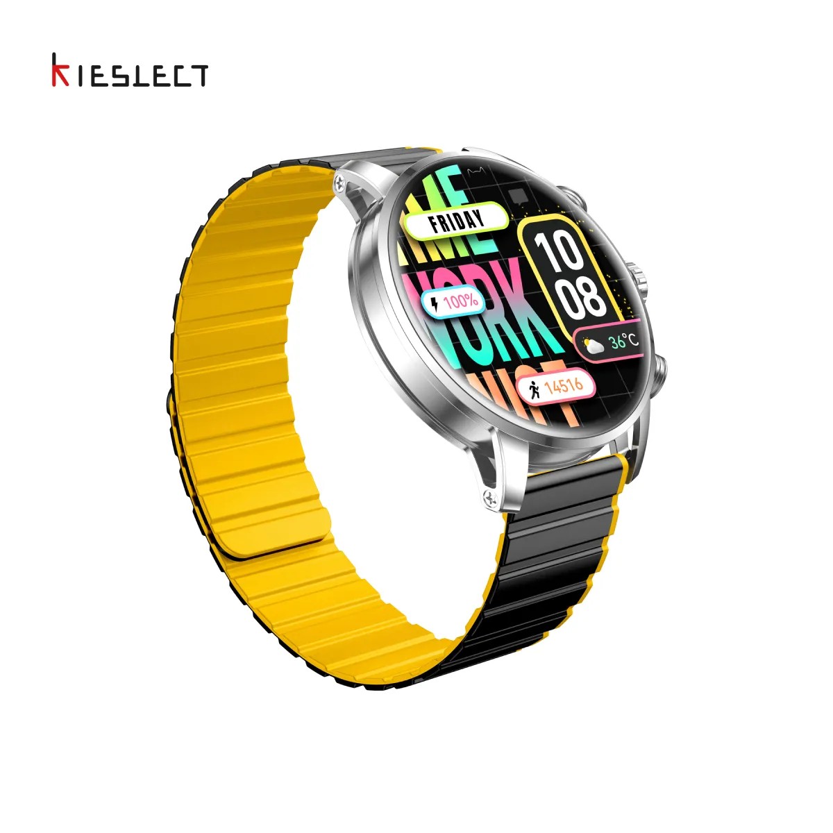 SMARTWATCH KR2 KIESLECT PLATEADO LLAMADAS Y 2 CORREAS - 2