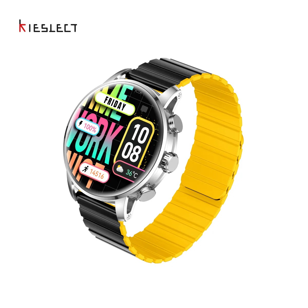 SMARTWATCH KR2 KIESLECT PLATEADO LLAMADAS Y 2 CORREAS - 3