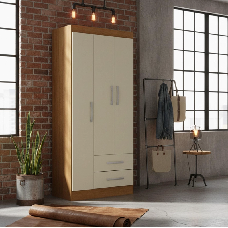 COMBO CLOSET 3 PUERTAS + COMODA 5 CAJONES OFF WHITE R3205 - 6
