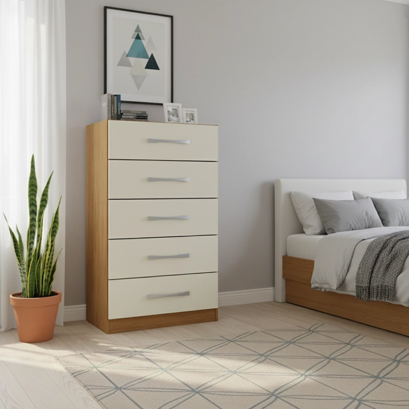 COMODA 5 CAJONES 91X46X35 CM OFF WHITE R05 - 3