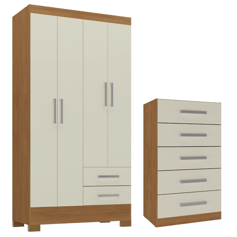COMBO CLOSET 4 PUERTAS + COMODA 5 CAJONES OFF WHITE R4205 - 1