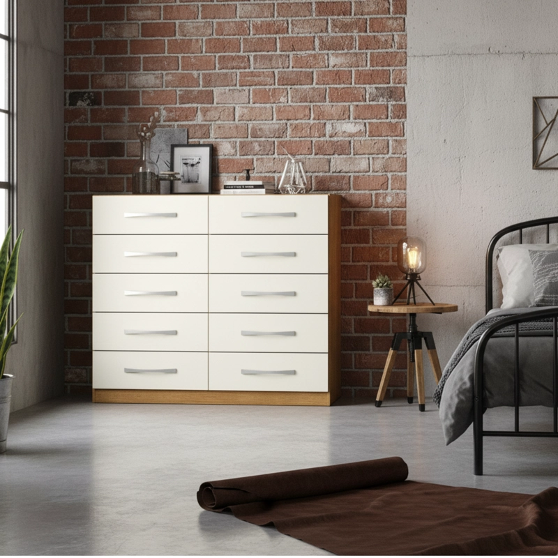 COMBO 3 COMODAS 10 CAJONES 91X91X35CM OFF WHITE R10X3 - 5