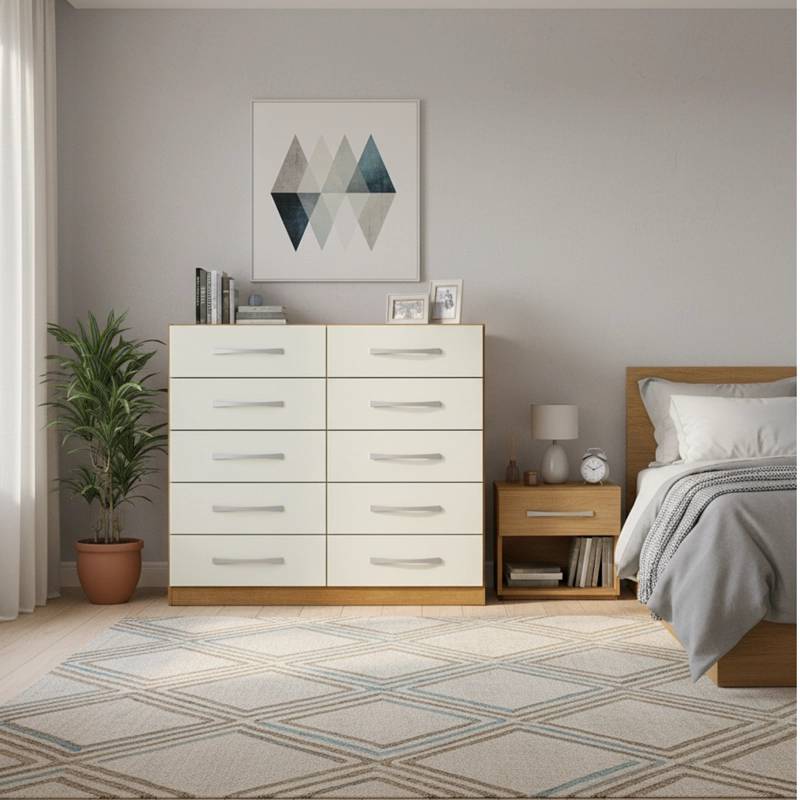 COMBO 3 COMODAS 10 CAJONES 91X91X35CM OFF WHITE R10X3 - 6
