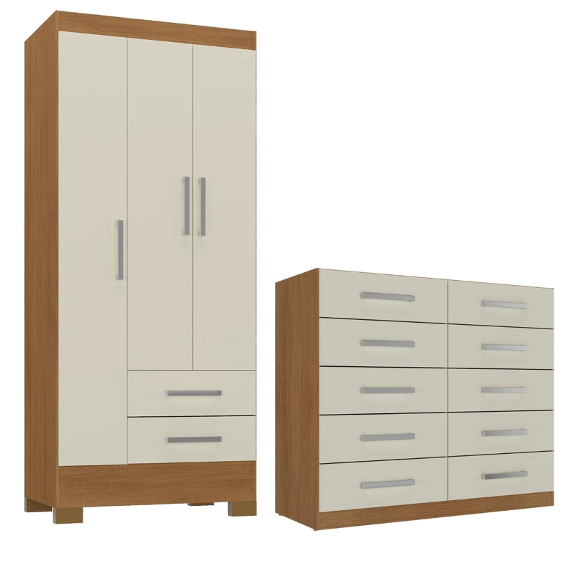 COMBO CLOSET 3 PUERTAS + COMODA 10 CAJONES OFF WHITE R3210 - 1
