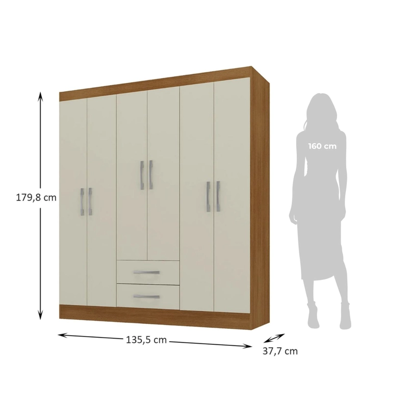 COMBO CLOSET 6 PUERTAS + COMODA 10 CAJONES OFF WHITE R6210 - 2