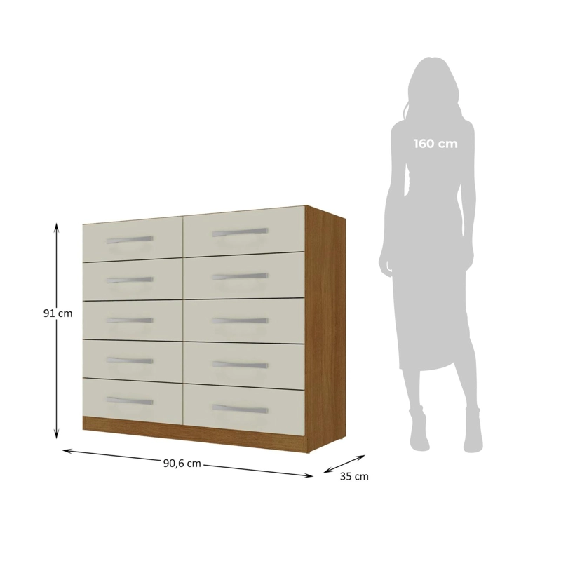 COMBO CLOSET 6 PUERTAS + COMODA 10 CAJONES OFF WHITE R6210 - 3