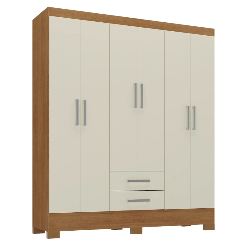 CLOSET 6 PUERTAS 2 CAJONES 180X135X35 CM OFF WHITE R62 - 2