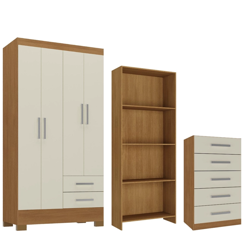 COMBO CLOSET 4 PUERTAS + COMODA 5 CAJONES + LIBREROR420516 - 1