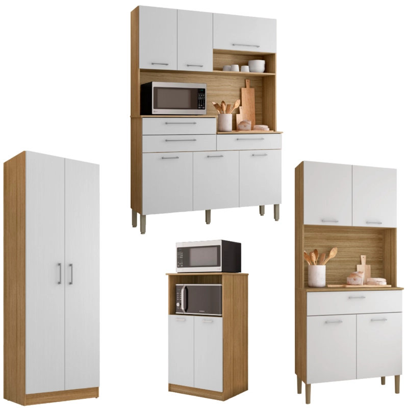 COMBO 1 MUEBLE PARA MICROONDAS, 1 MUEBLE DE COCINA, 1 KIT 8 PUERTAS Y 1 ALACENA K02040820 - 1