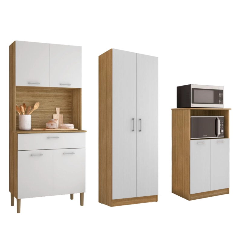 COMBO MUEBLE PARA MICROONDAS ORION, MUEBLE DE COCINA KRIS Y ALACENA K020420 - 1