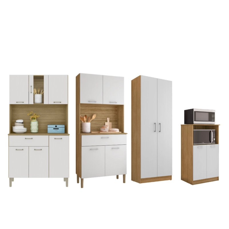 COMBO 1 MUEBLE PARA MICROONDAS, 1 MUEBLE DE COCINA, 1 MUEBLE DE COCINA Y 1 ALACENA K02040620 - 1