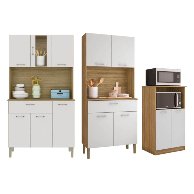 COMBO MUEBLE PARA MICROONDAS ORION, MUEBLE DE COCINA KYRA Y MUEBLE DE COCINA KRIS K020604 - 1
