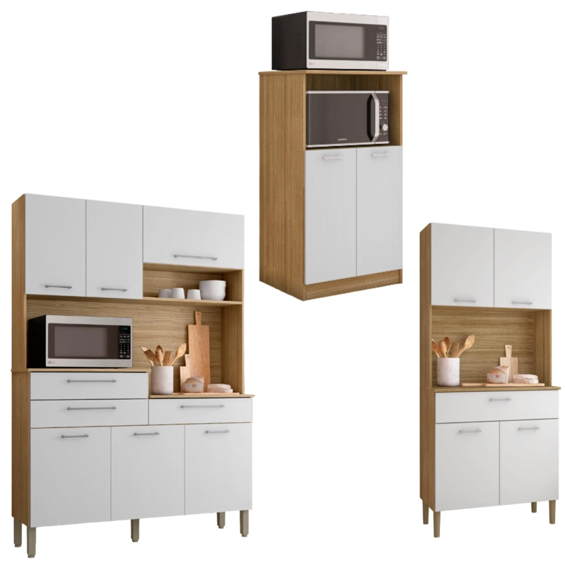 COMBO MUEBLE PARA MICROONDAS ORION, MUEBLE DE COCINA KRIS Y KIT 8 PUERTAS KIT ORION K020408 - 1