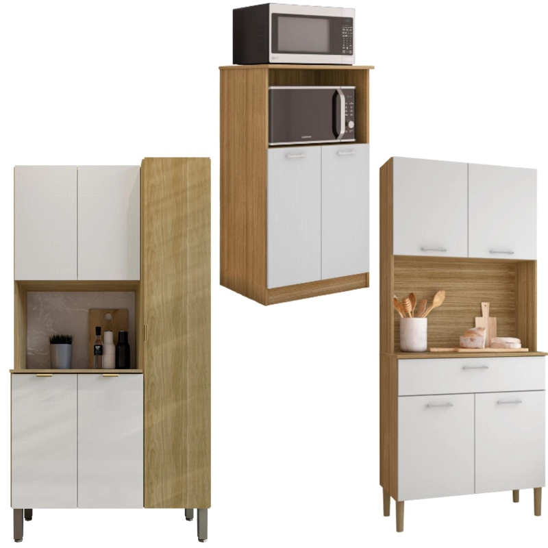 COMBO MUEBLE PARA MICROONDAS ORION, MUEBLE DE COCINA KRIS Y MUEBLE DE COCINA MELISSA K020405 - 1