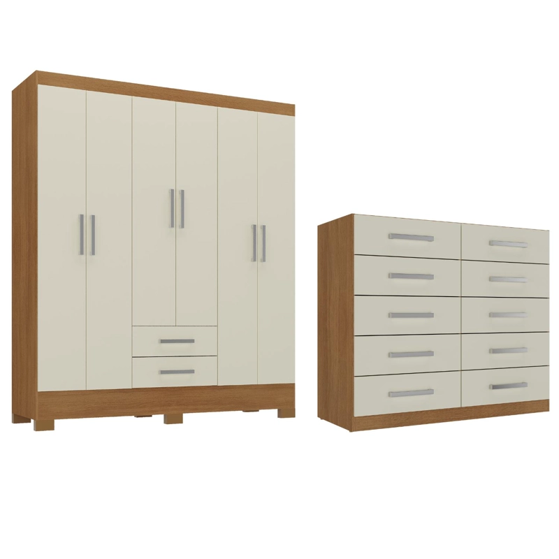 COMBO CLOSET 6 PUERTAS + COMODA 10 CAJONES OFF WHITE R1062 - 1