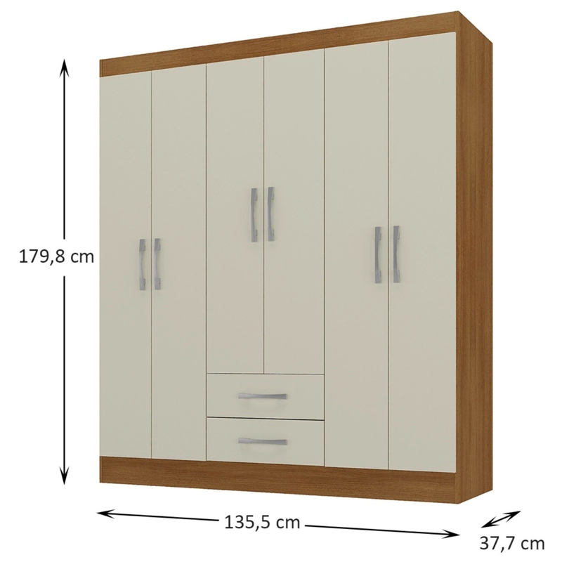 COMBO CLOSET 6 PUERTAS + COMODA 5 CAJONES OFF WHITE R0562 - 2