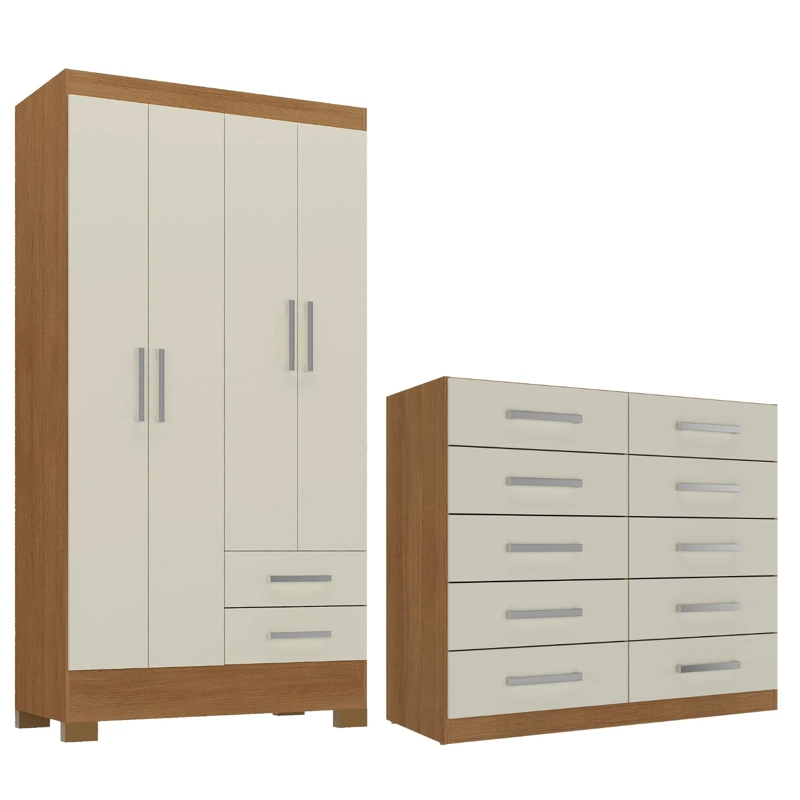 COMBO CLOSET 4 PUERTAS + COMODA 10 CAJONES OFF WHITE R1042 - 1