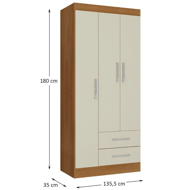 COMBO BOX EUROPEO PRELUDE 1.5 PLAZAS + CLOSET 3 PUERTAS OFF WHITE CEP15R32 - 5