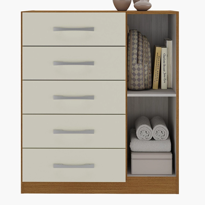 COMODA 5 CAJONES 1 PUERTA 91X68X35 OFF WHITE BLANCO R51 - 3