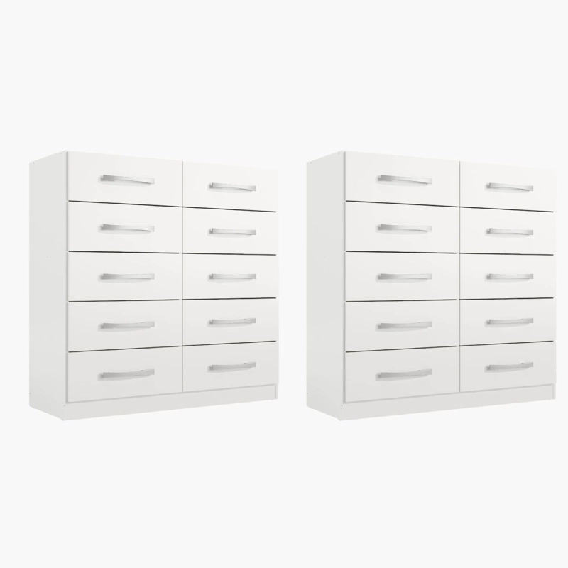 COMBO 2 COMODAS 10 CAJONES BLANCO BLANCO RB10X2 - 1