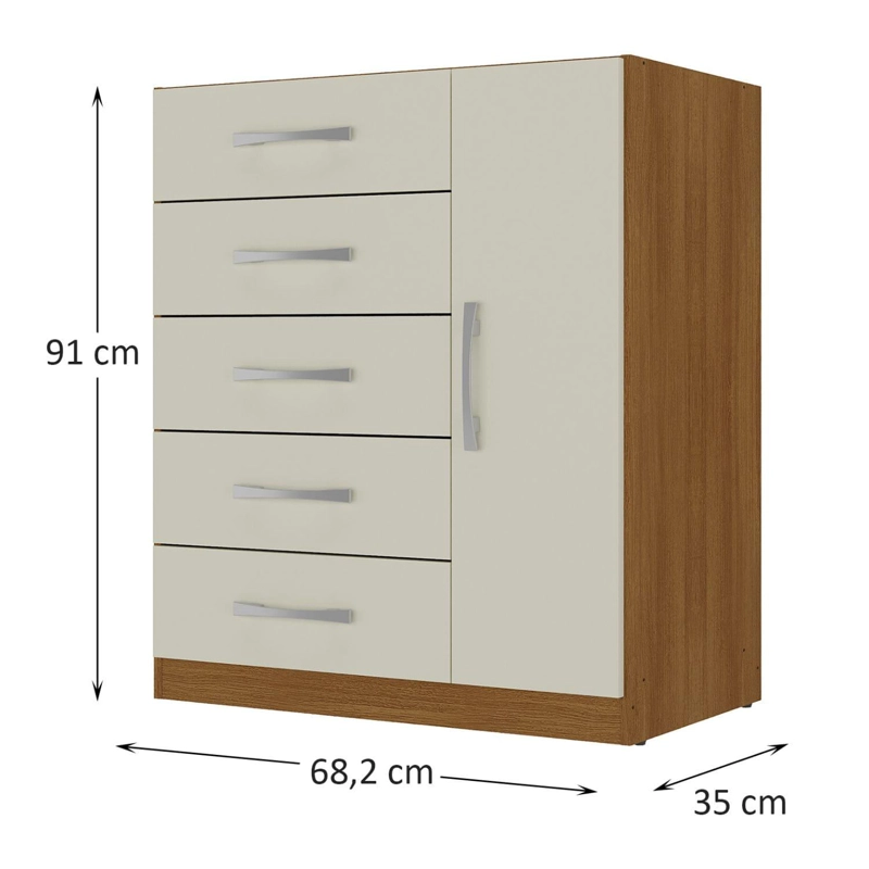 COMBO COMODA 10 CAJONES + COMODA 5 CAJONES 1 PUERTA OFF WHITE R1051 - 5